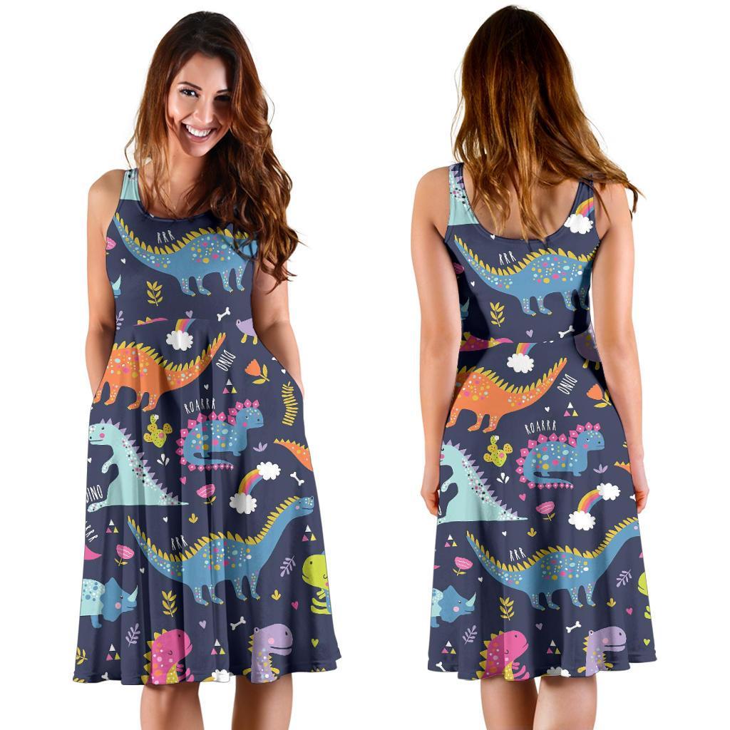 Cartoon Dino Dinosaur Pattern Print Dress-grizzshop