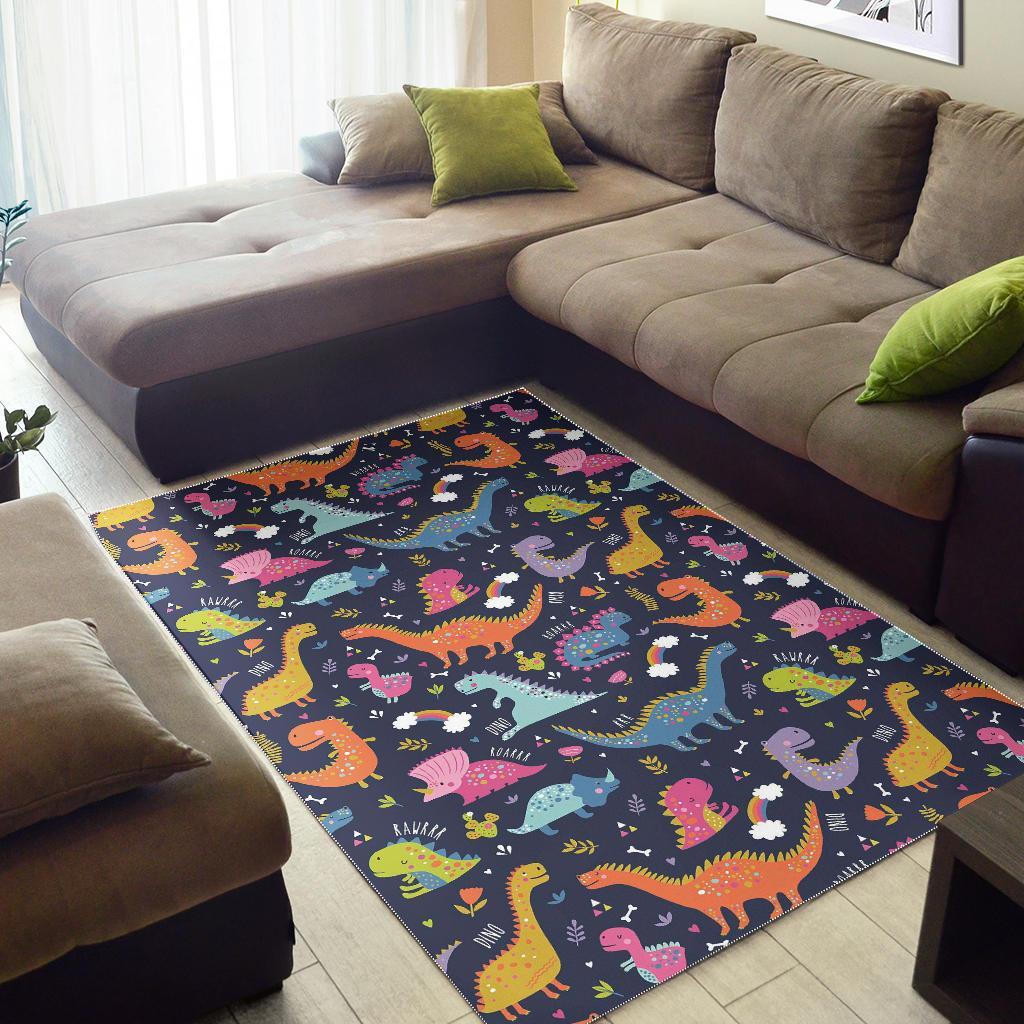 Cartoon Dino Dinosaur Pattern Print Floor Mat-grizzshop