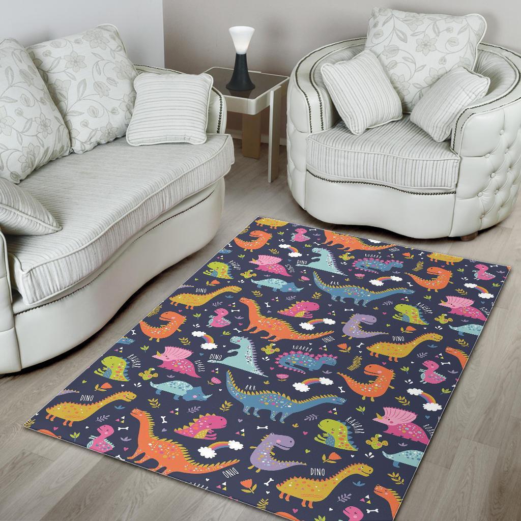 Cartoon Dino Dinosaur Pattern Print Floor Mat-grizzshop