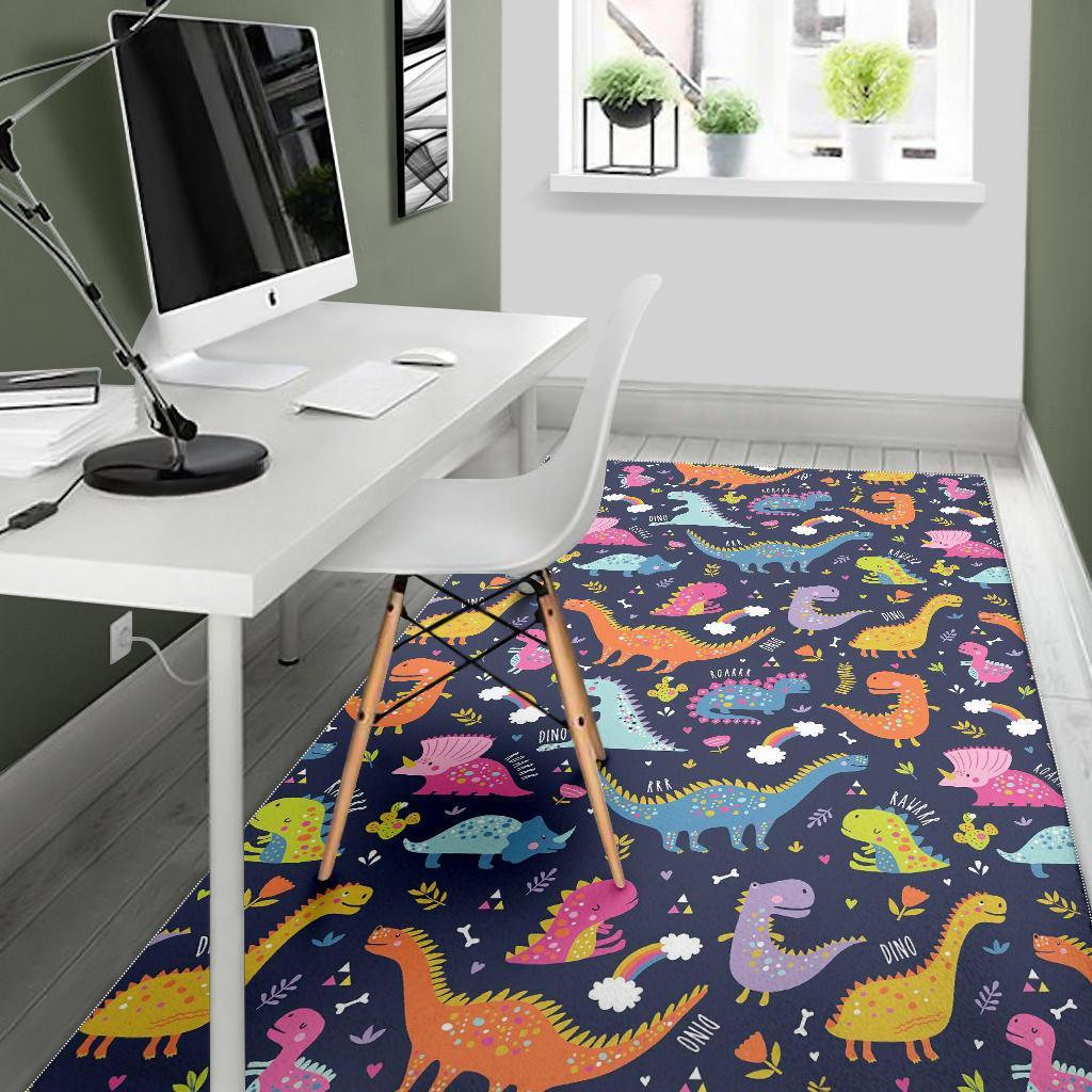 Cartoon Dino Dinosaur Pattern Print Floor Mat-grizzshop