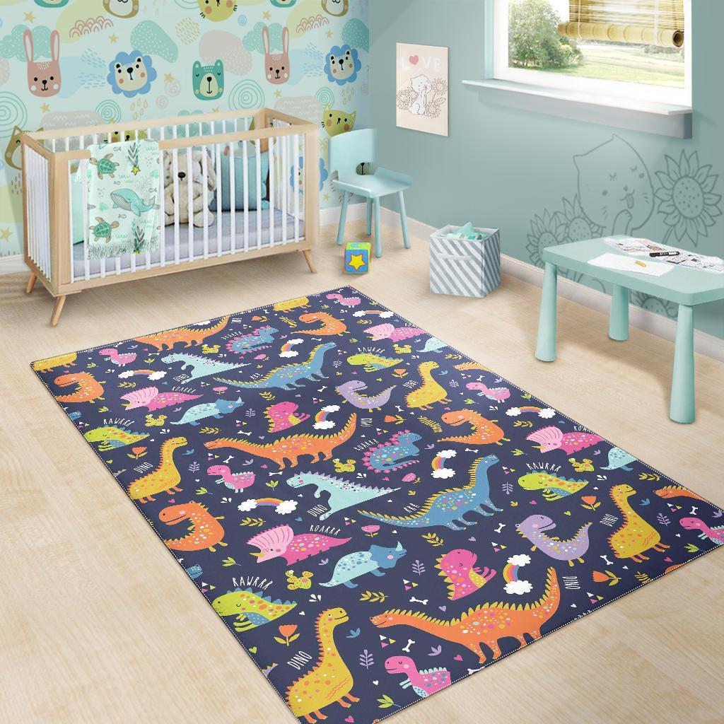 Cartoon Dino Dinosaur Pattern Print Floor Mat-grizzshop