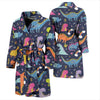 Cartoon Dino Dinosaur Pattern Print Men Long Robe-grizzshop