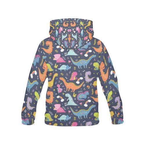 Cartoon Dino Dinosaur Pattern Print Men Pullover Hoodie-grizzshop