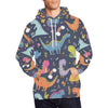 Cartoon Dino Dinosaur Pattern Print Men Pullover Hoodie-grizzshop