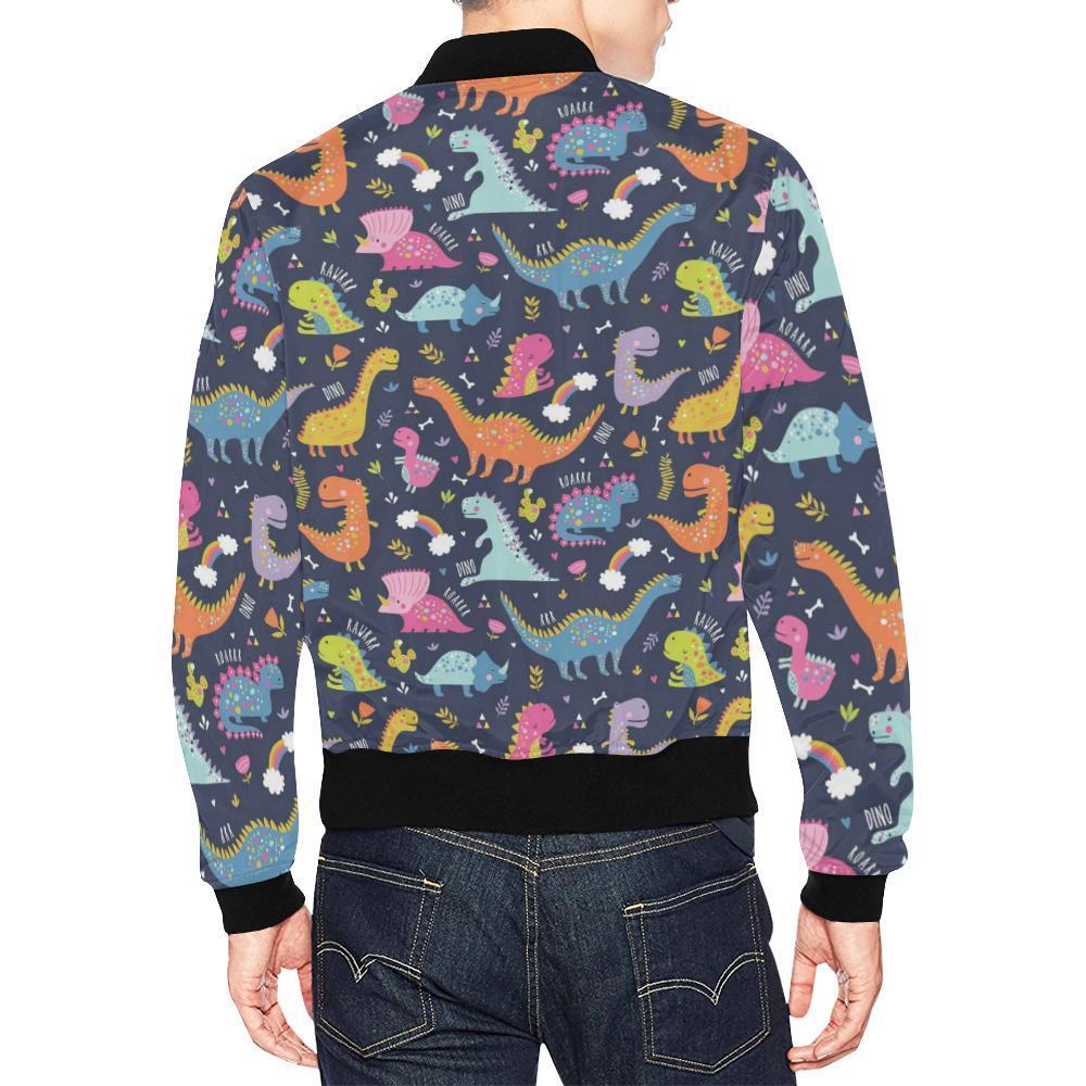 Cartoon Dino Dinosaur Pattern Print Men's Bomber Jacket-grizzshop