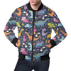 Cartoon Dino Dinosaur Pattern Print Men's Bomber Jacket-grizzshop