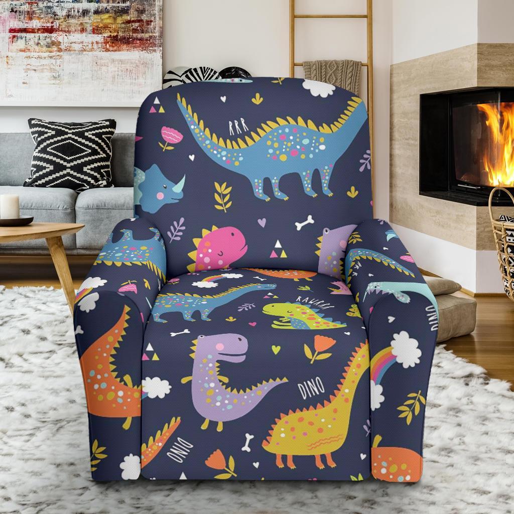 Cartoon Dino Dinosaur Pattern Print Recliner Cover-grizzshop