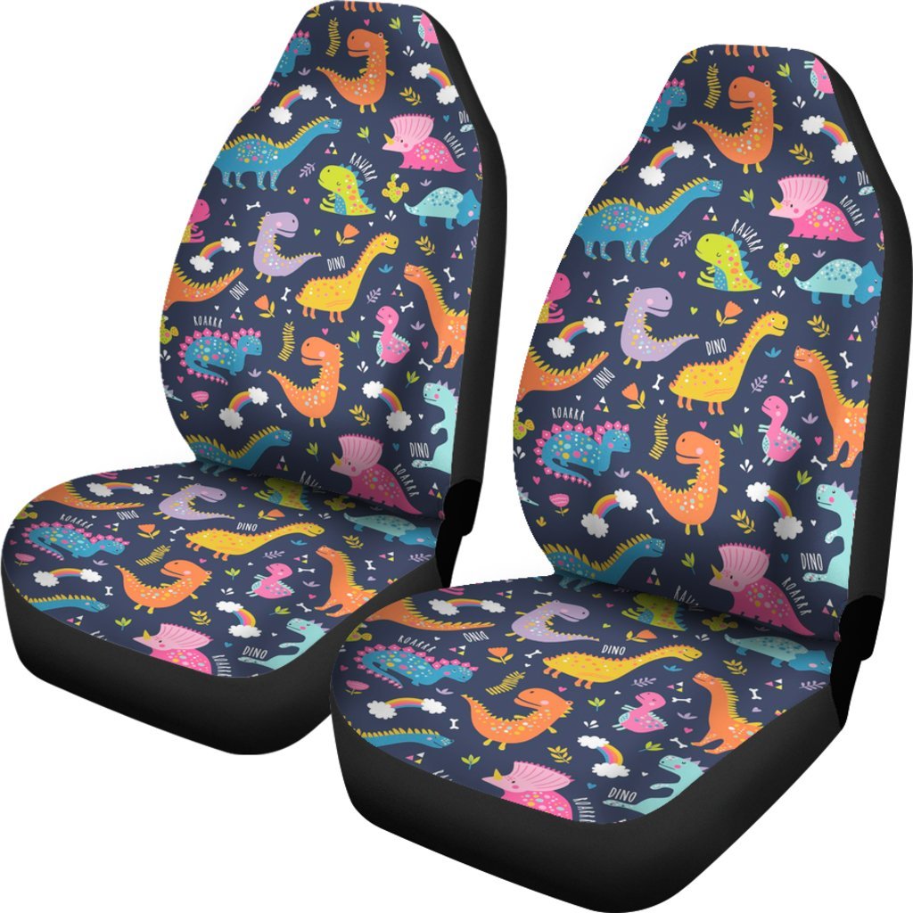 Cartoon Dino Dinosaur Pattern Print Universal Fit Car Seat Cover-grizzshop