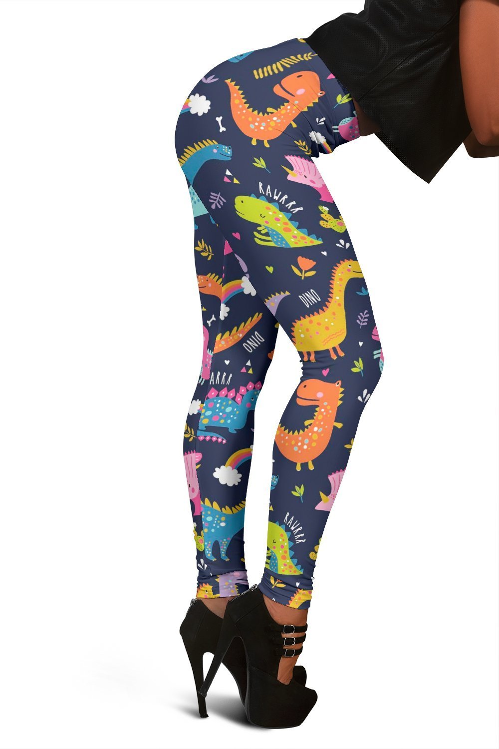 Cartoon Dino Dinosaur Pattern Print Women Leggings-grizzshop