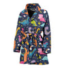 Cartoon Dino Dinosaur Pattern Print Women Long Robe-grizzshop