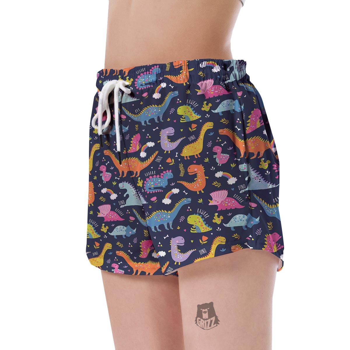 Cartoon Dino Dinosaur Pattern Print Women's Shorts-grizzshop