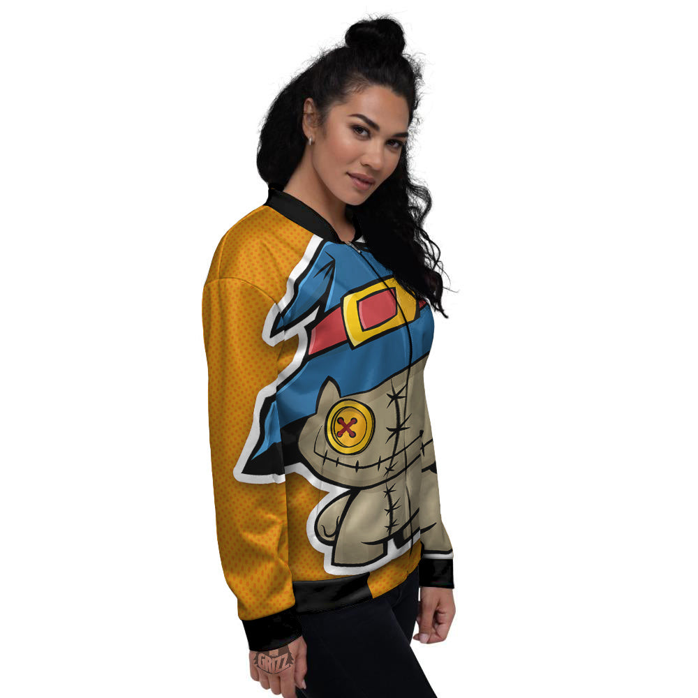 Cartoon Doll Voodoo Print Women's Bomber Jacket-grizzshop