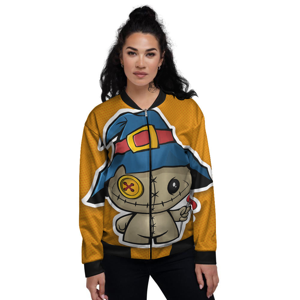 Cartoon Doll Voodoo Print Women's Bomber Jacket-grizzshop