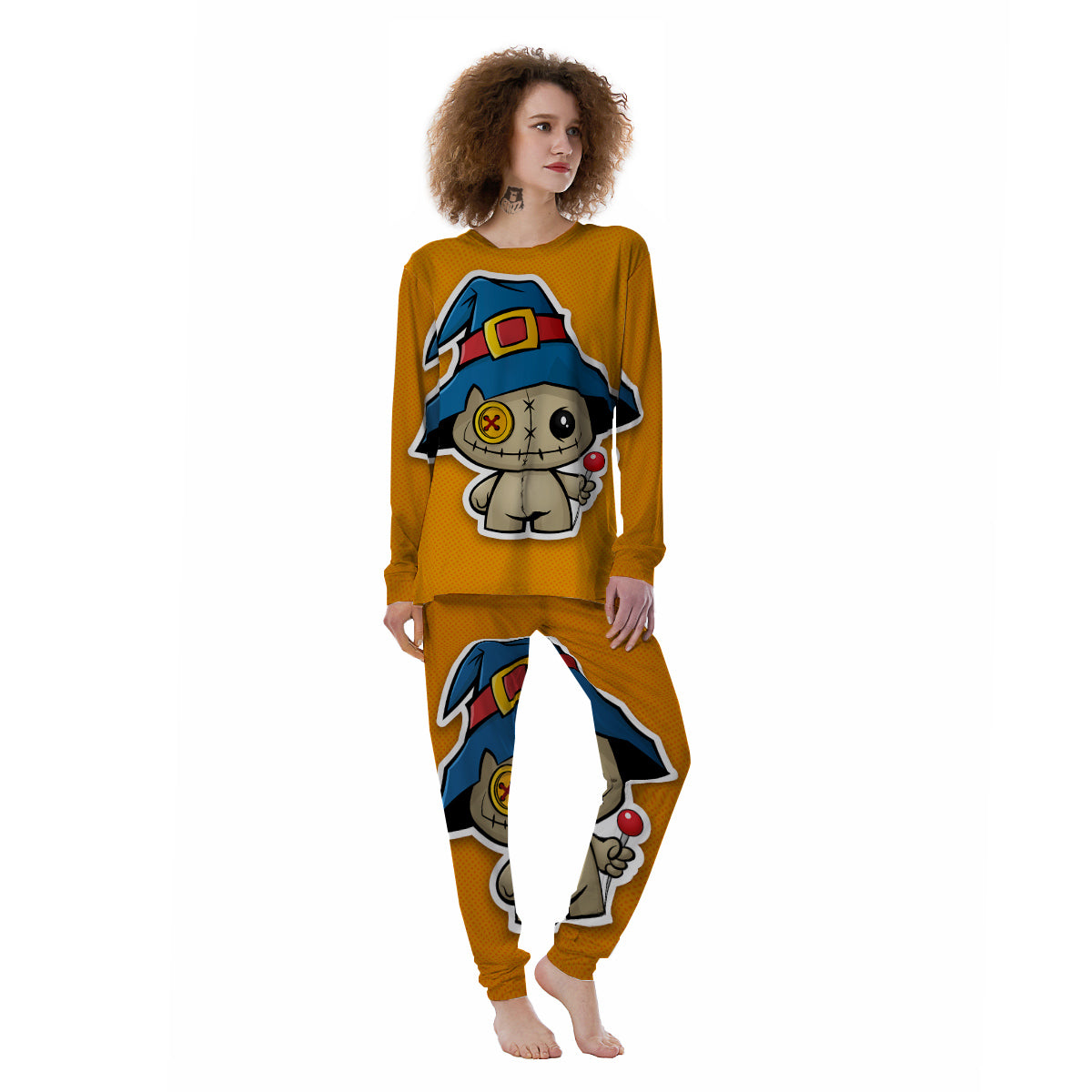 Cartoon Doll Voodoo Print Women's Pajamas-grizzshop