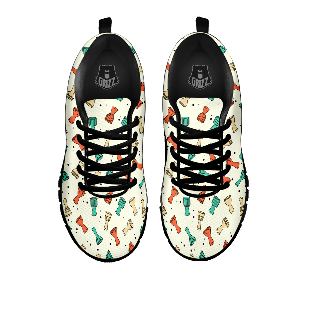 Cartoon Drum Print Pattern Black Sneaker-grizzshop