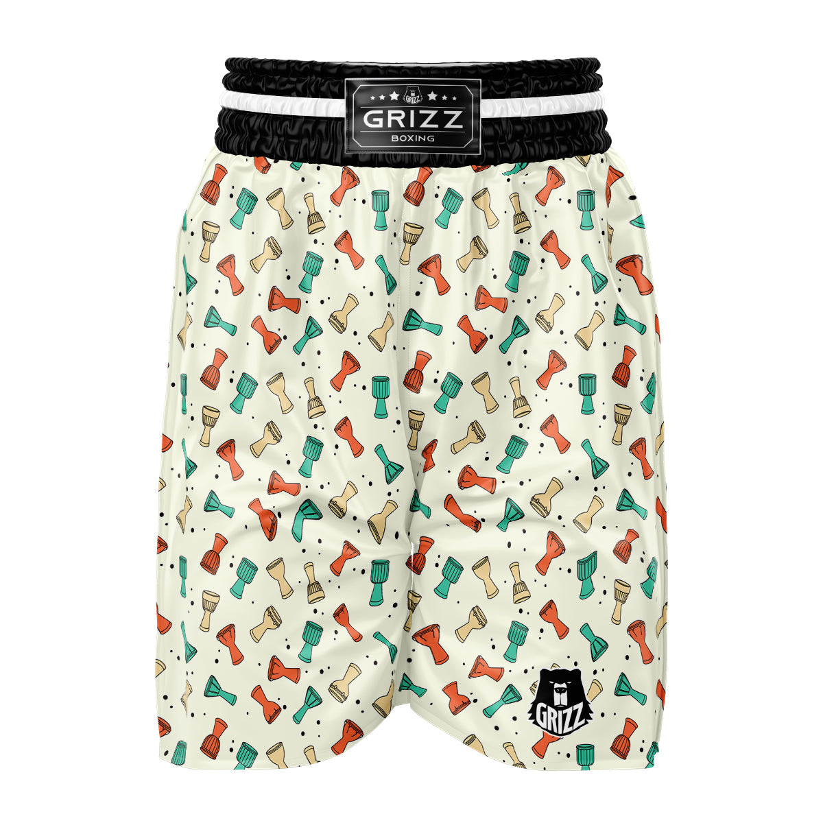 Cartoon Drum Print Pattern Boxing Shorts-grizzshop