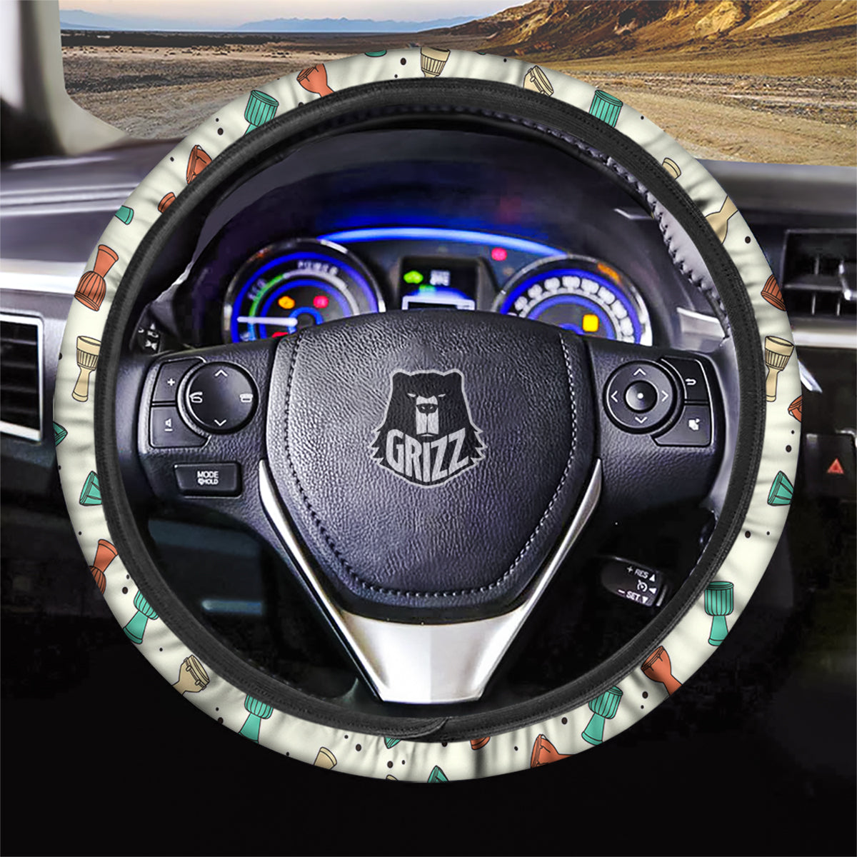 Cartoon Drum Print Pattern Car Steering Wheel Cover-grizzshop