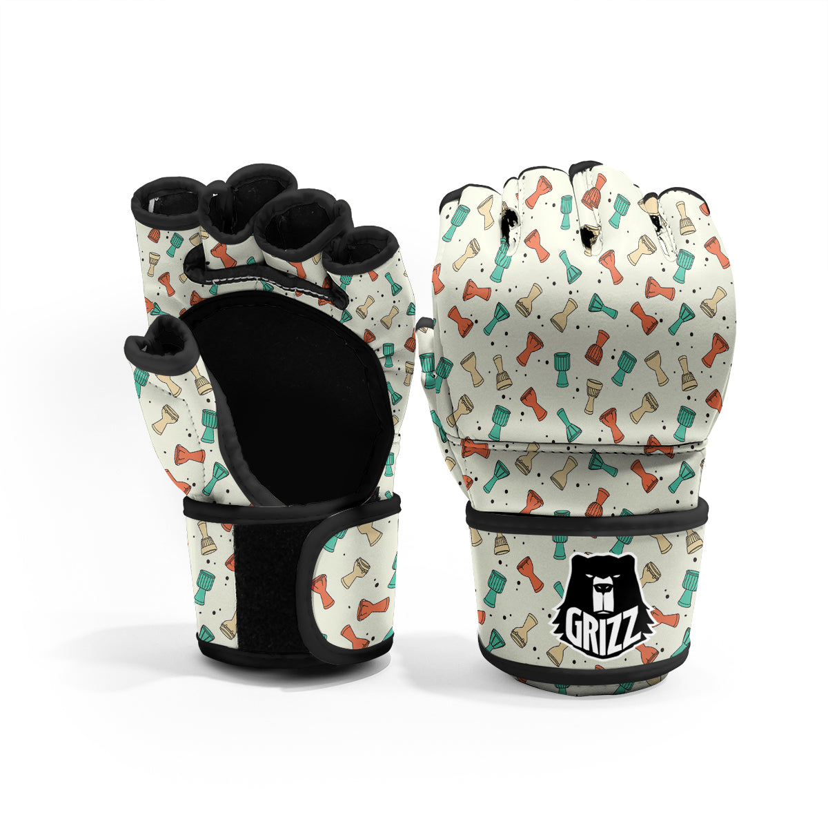 Cartoon Drum Print Pattern MMA Gloves-grizzshop