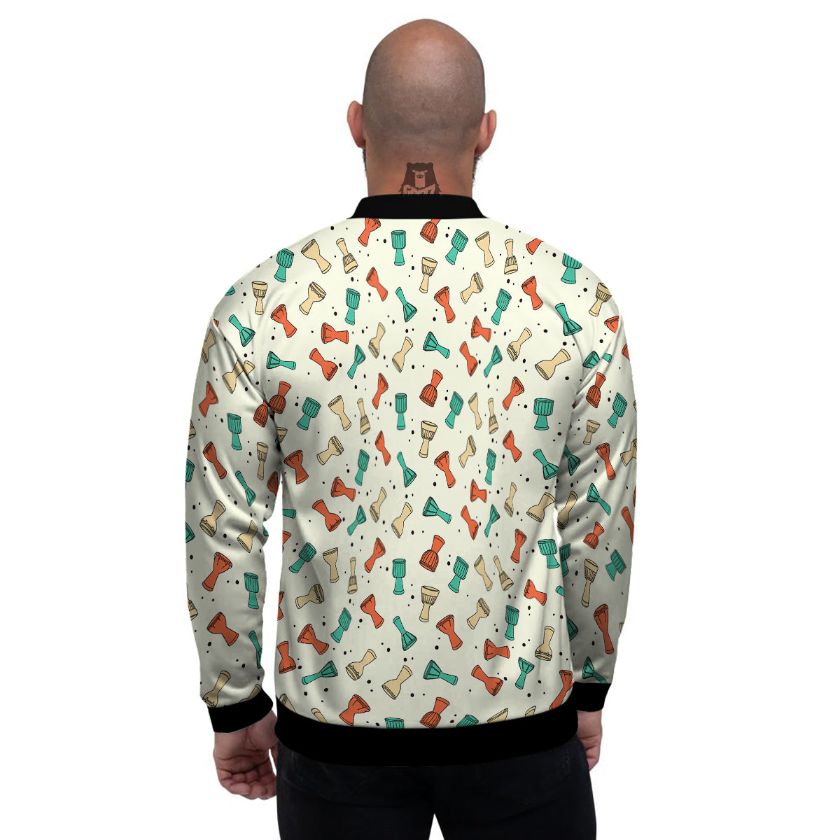 Cartoon Drum Print Pattern Men's Bomber Jacket-grizzshop