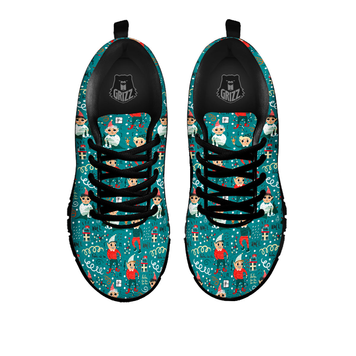 Cartoon Elf Print Pattern Black Sneaker-grizzshop