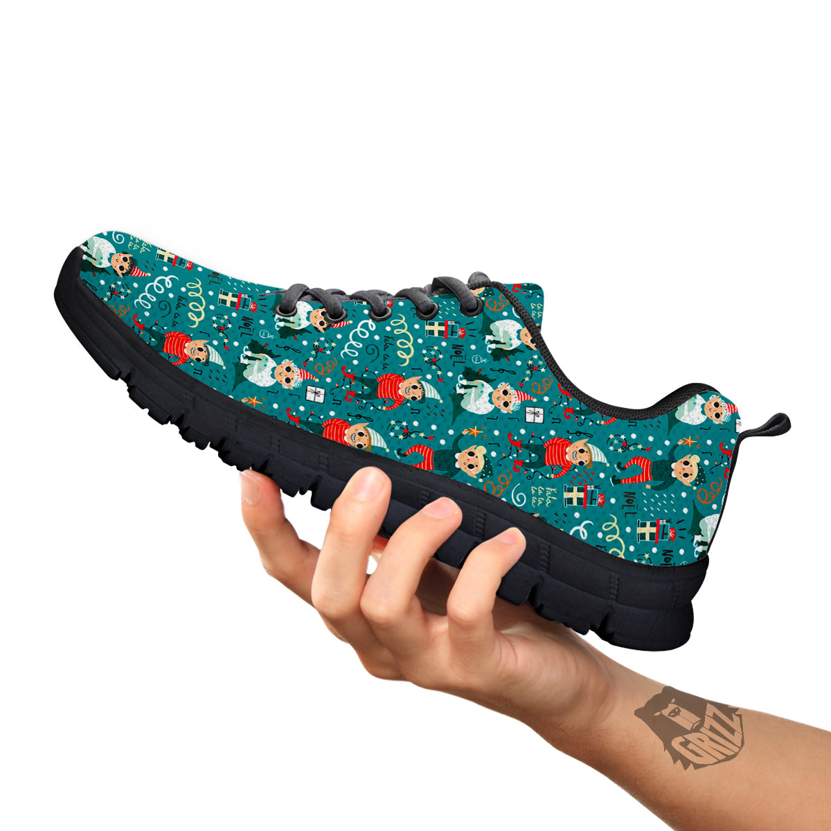 Cartoon Elf Print Pattern Black Sneaker-grizzshop