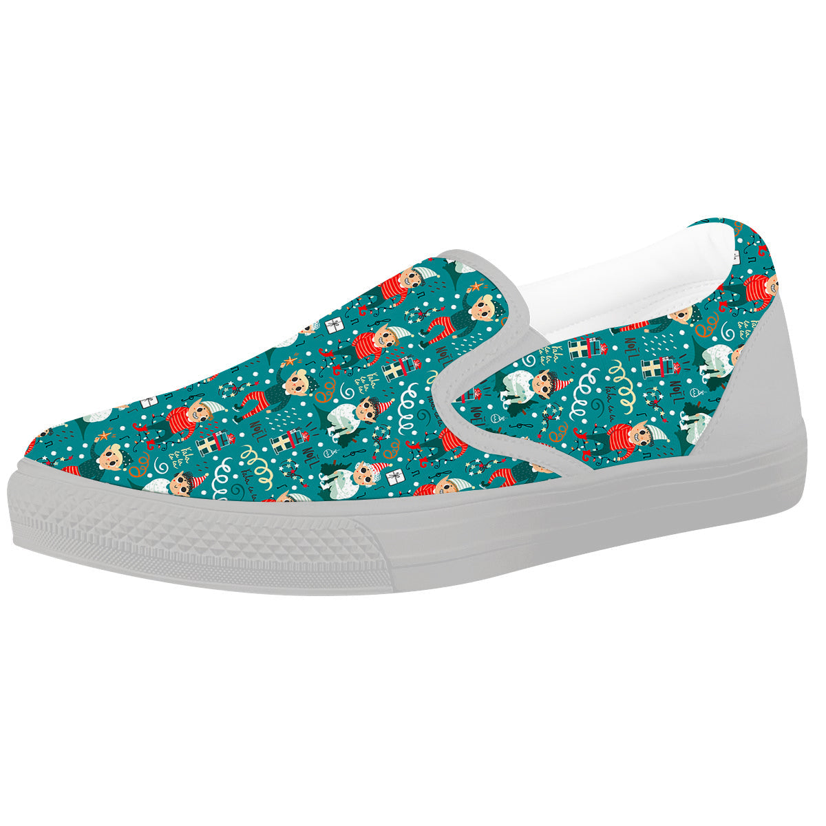 Cartoon Elf Print Pattern White Slip On Shoes-grizzshop