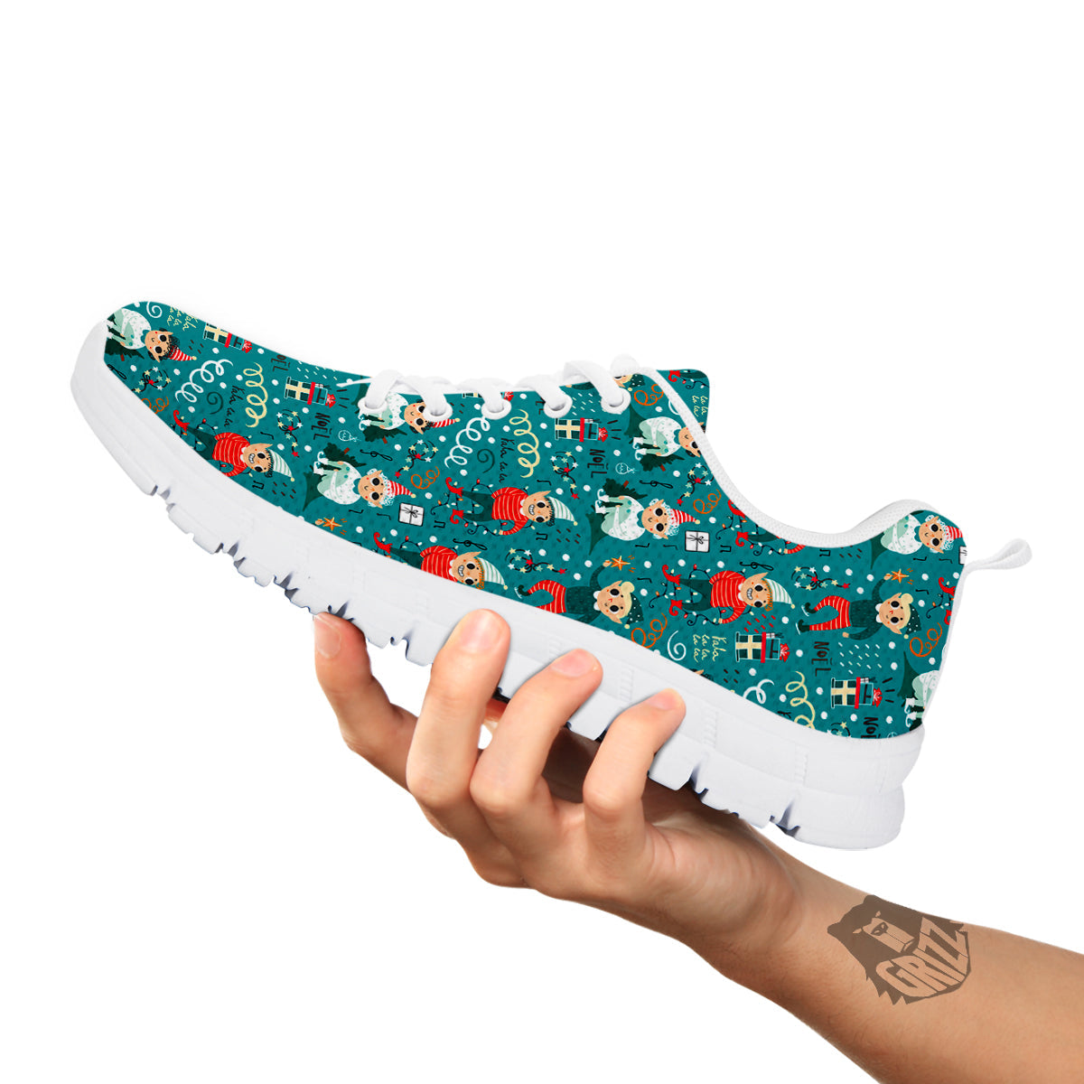 Cartoon Elf Print Pattern White Sneaker-grizzshop