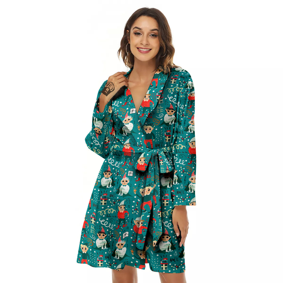 Cartoon Elf Print Pattern Women's Robe-grizzshop