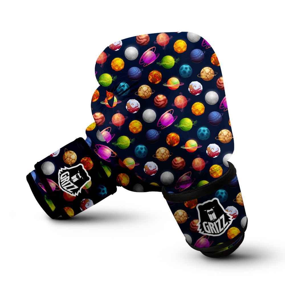 Cartoon Futuristic Planets Colorful Print Pattern Boxing Gloves-grizzshop