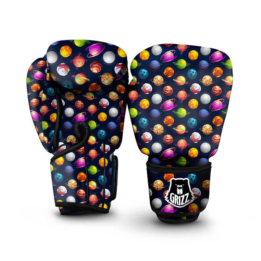 Cartoon Futuristic Planets Colorful Print Pattern Boxing Gloves-grizzshop