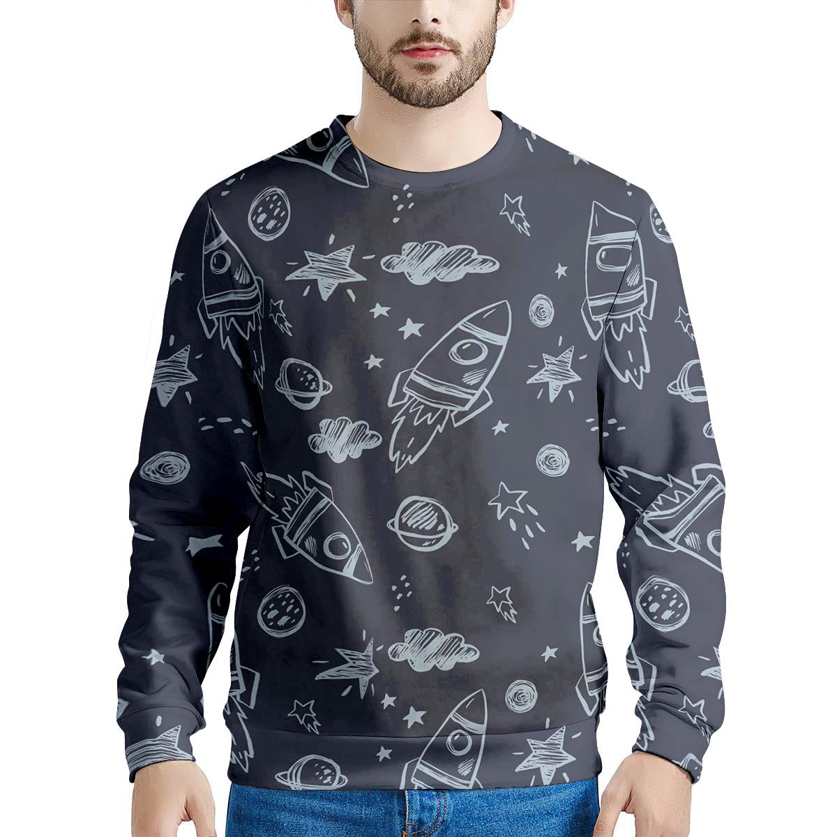 Cartoon Galaxy Space Men's Sweatshirt-grizzshop