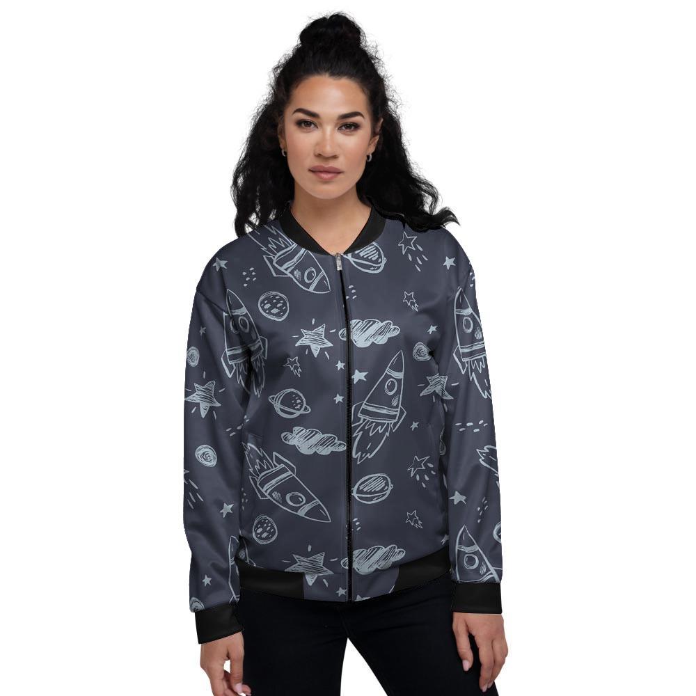 Cartoon Galaxy Space Women's Bomber Jacket-grizzshop