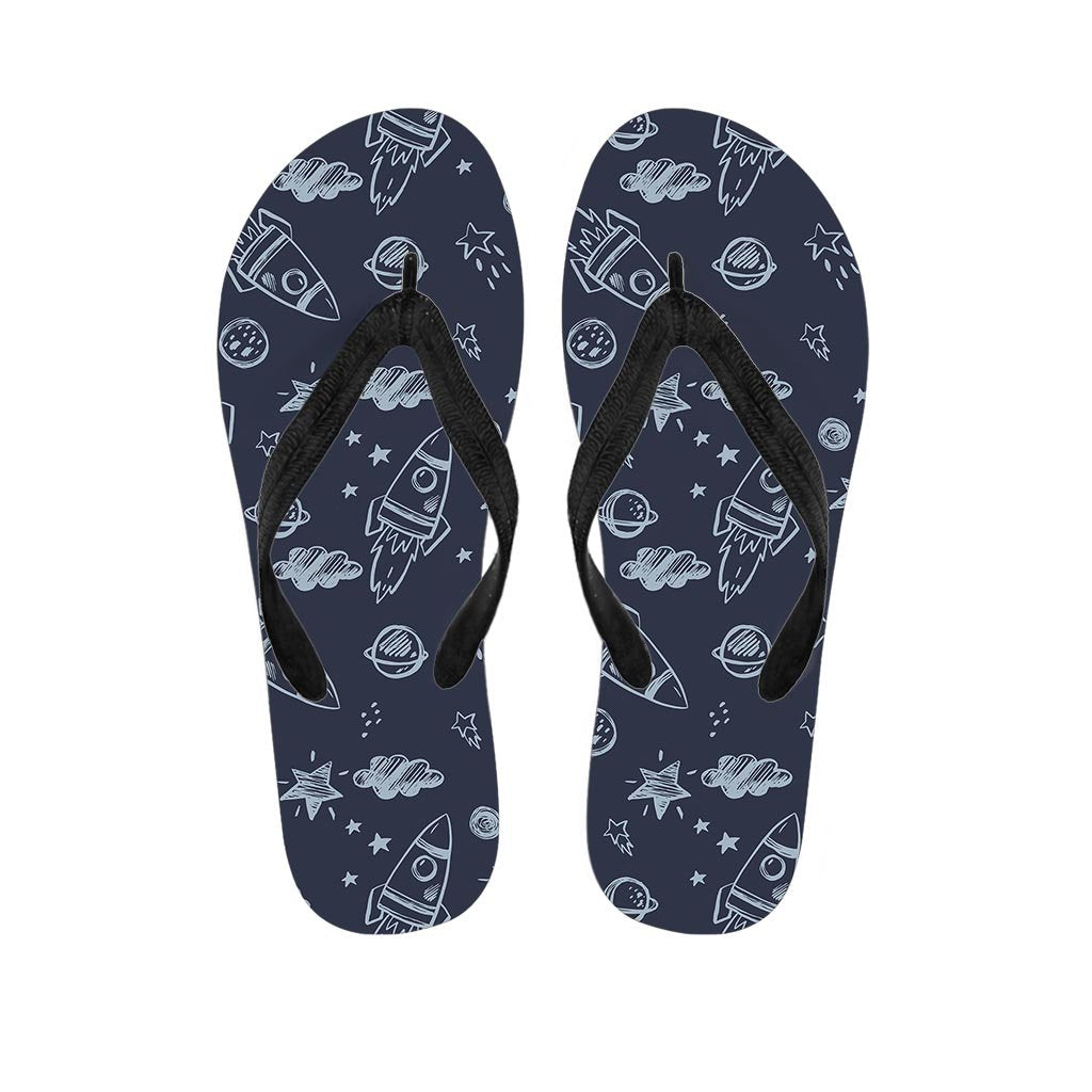 Cartoon Galaxy Space Women's Flip Flops-grizzshop