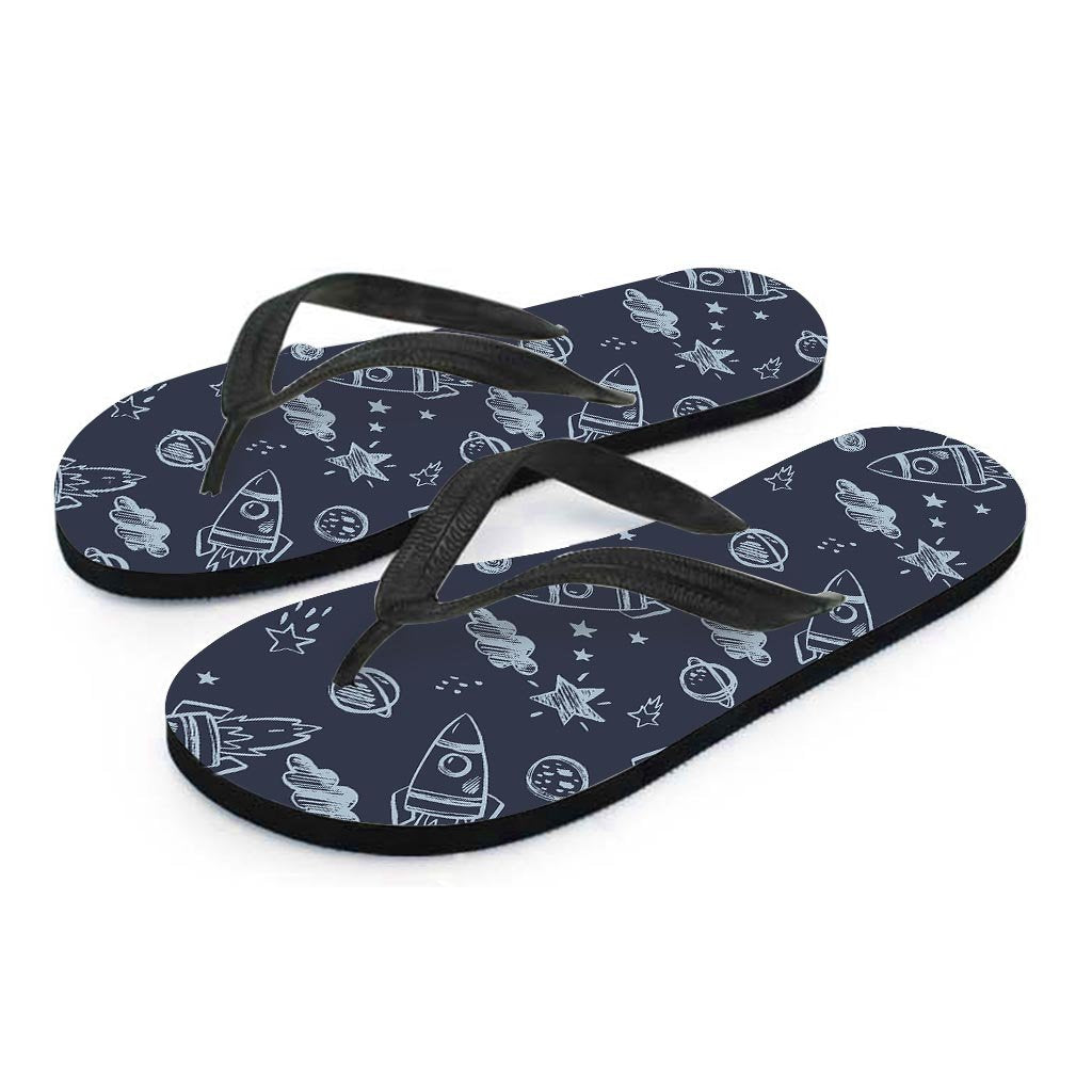 Cartoon Galaxy Space Women's Flip Flops-grizzshop