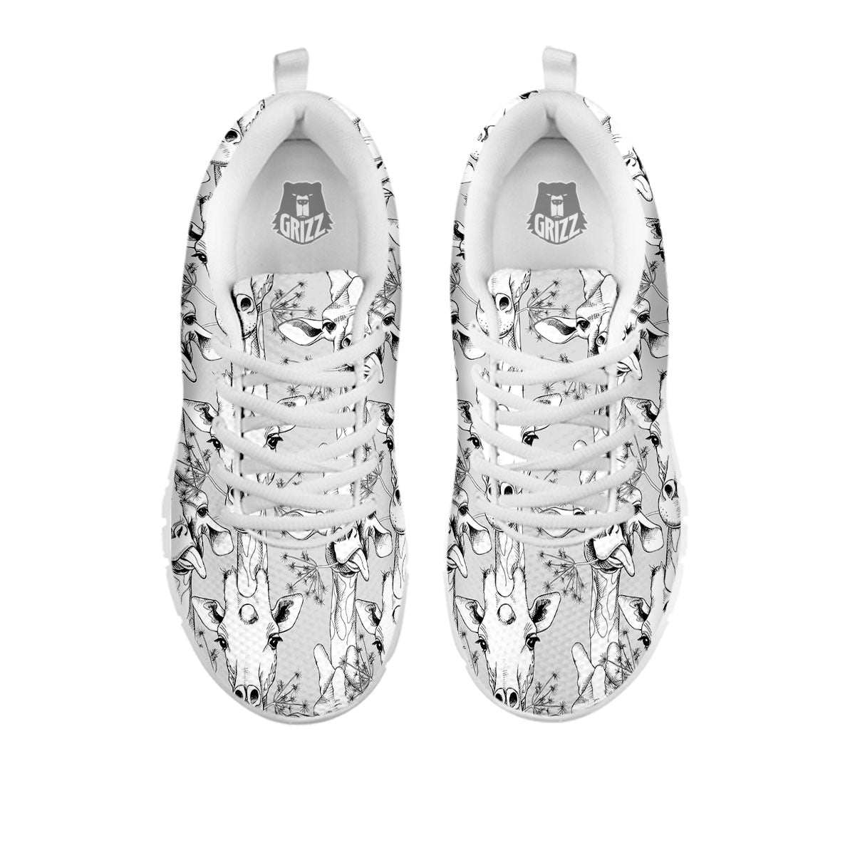 Cartoon Giraffe White And Black Print White Sneaker-grizzshop