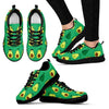 Cartoon Green Avocado Pattern Print Black Sneaker Shoes For Men Women-grizzshop