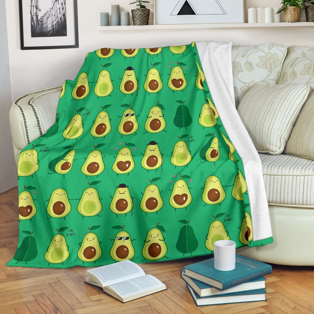 Cartoon Green Avocado Pattern Print Blanket-grizzshop