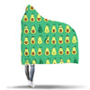 Cartoon Green Avocado Pattern Print Hooded Blanket-grizzshop