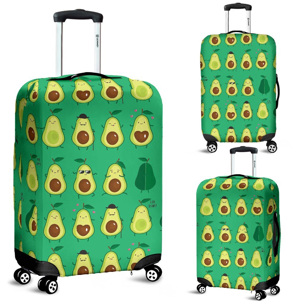 Cartoon Green Avocado Pattern Print Luggage Cover Protector-grizzshop