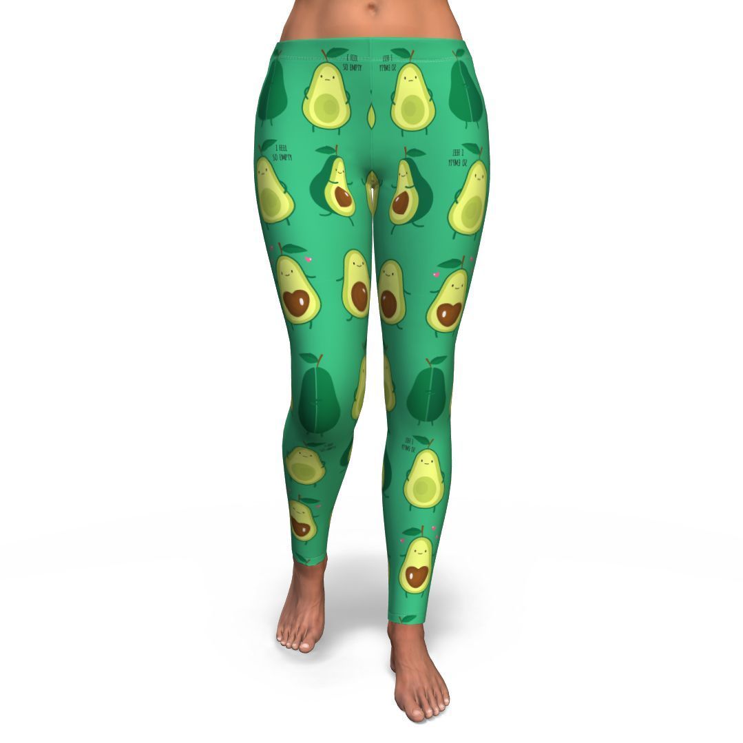 Cartoon Green Avocado Pattern Print Pattern Women Leggings-grizzshop