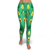 Cartoon Green Avocado Pattern Print Pattern Women Leggings-grizzshop