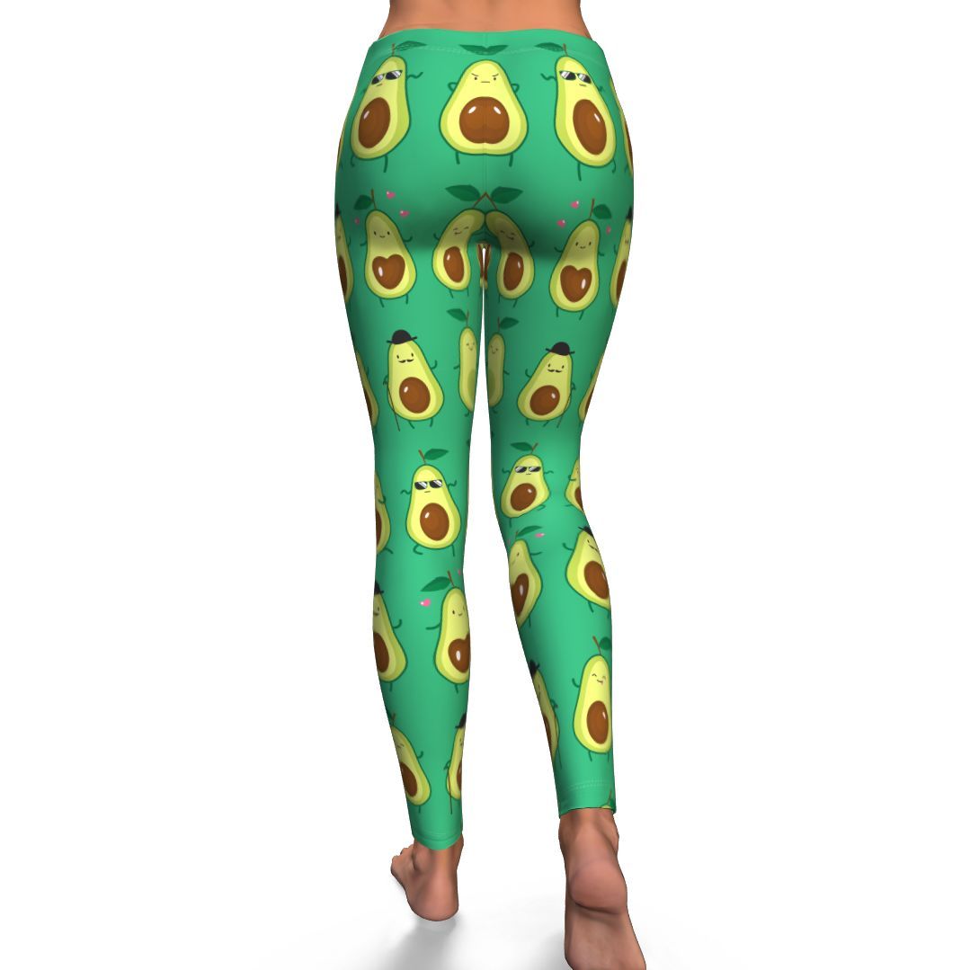 Cartoon Green Avocado Pattern Print Pattern Women Leggings-grizzshop