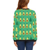 Cartoon Green Avocado Pattern Print Women Crewneck Sweatshirt-grizzshop