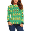 Cartoon Green Avocado Pattern Print Women Crewneck Sweatshirt-grizzshop