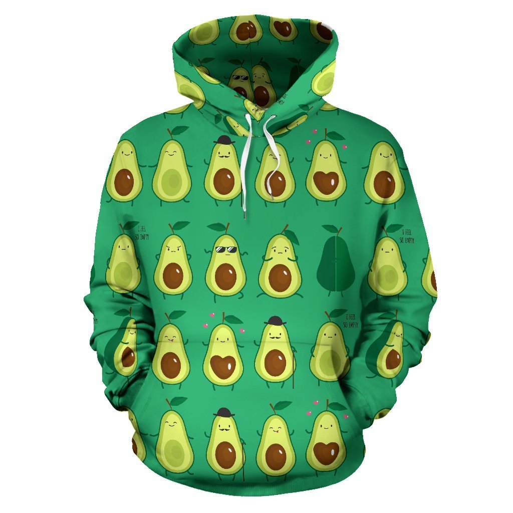 Cartoon Green Avocado Pattern Print Women Men Pullover Hoodie-grizzshop