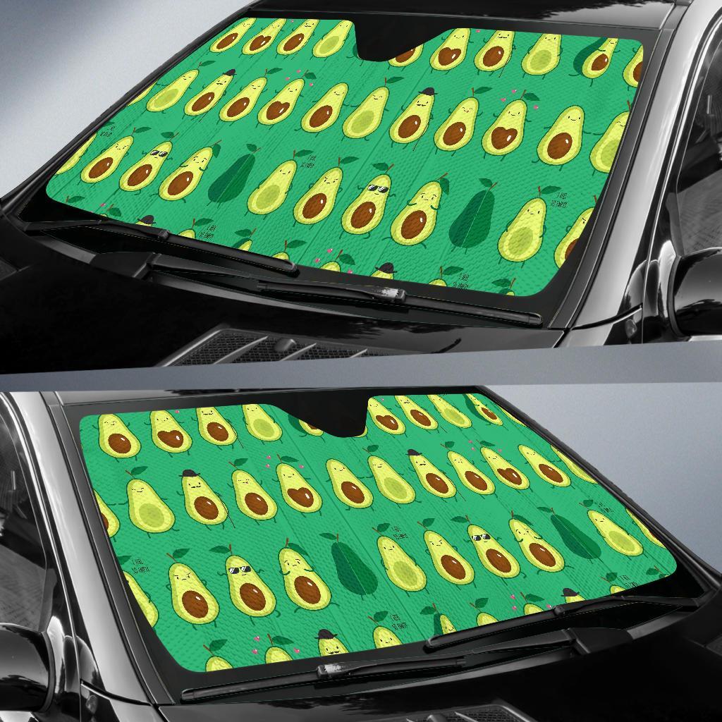 Cartoon Green Avocado Patttern Print Car Sun Shade-grizzshop