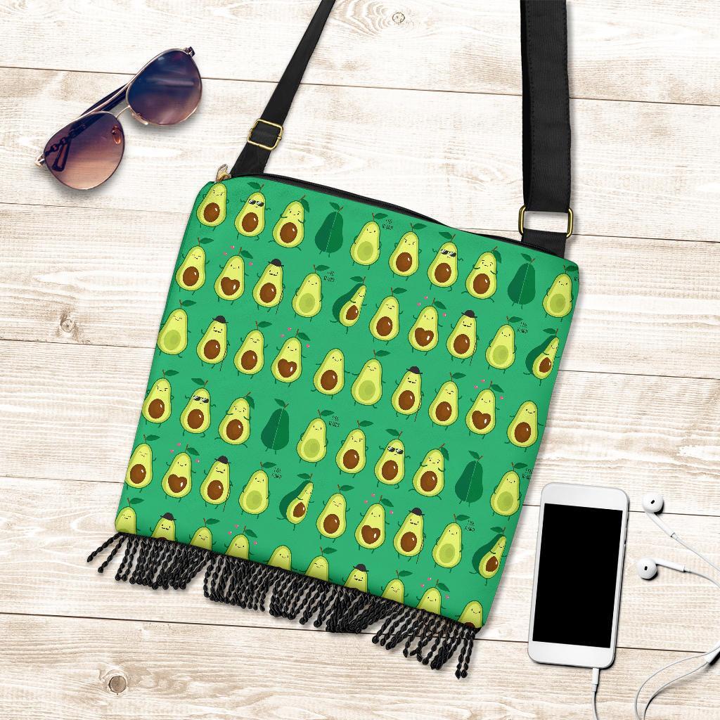 Cartoon Green Avocado Patttern Print Crossbody Bags-grizzshop