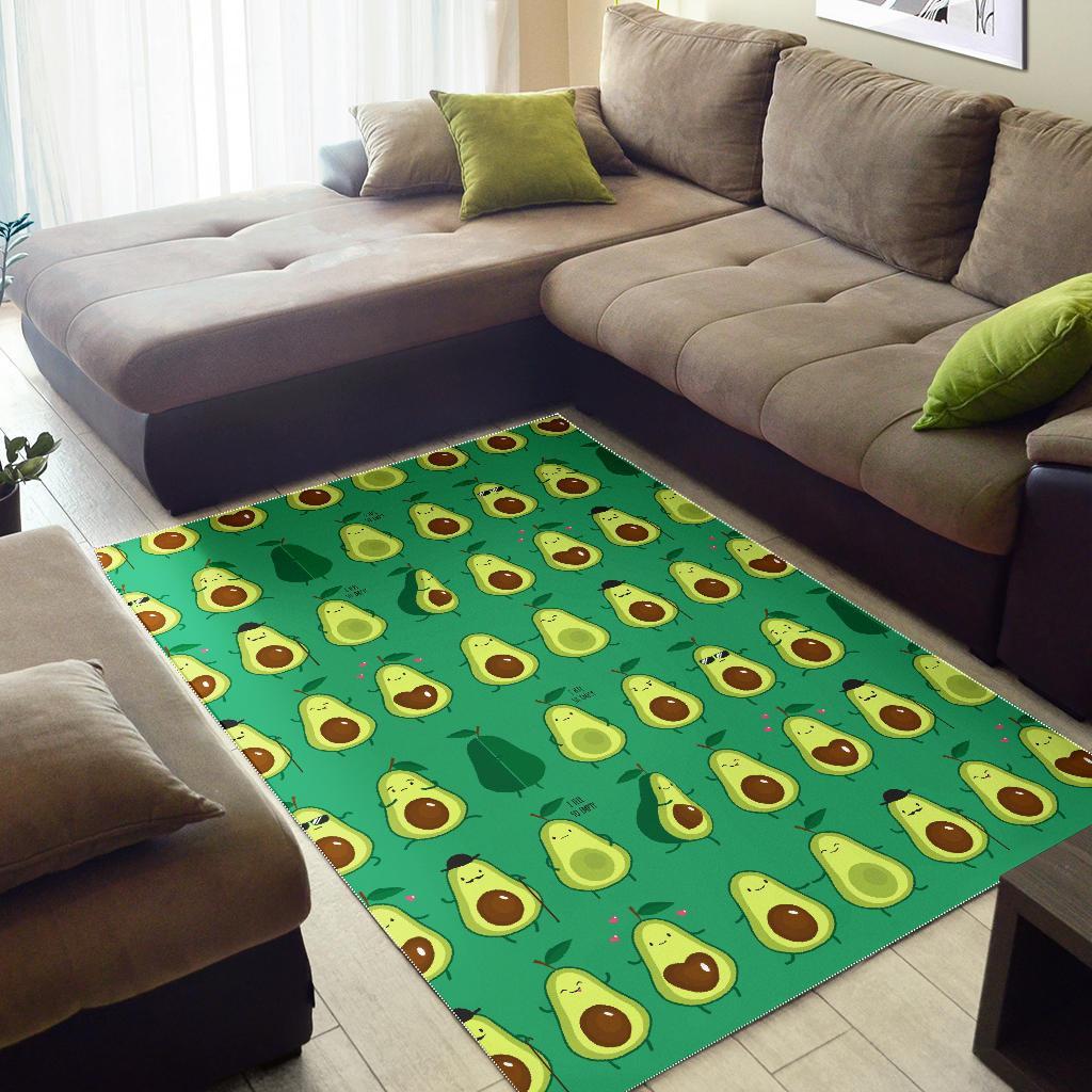 Cartoon Green Avocado Patttern Print Floor Mat-grizzshop