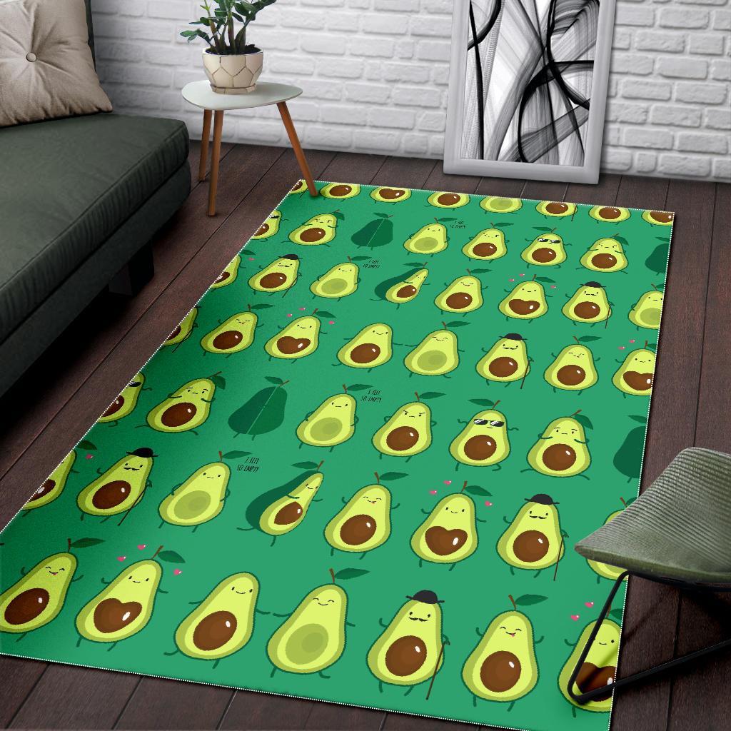 Cartoon Green Avocado Patttern Print Floor Mat-grizzshop