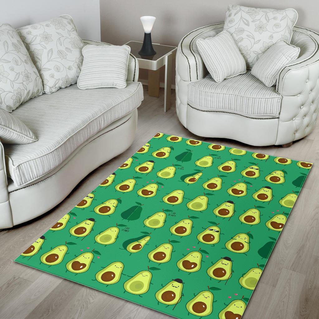 Cartoon Green Avocado Patttern Print Floor Mat-grizzshop